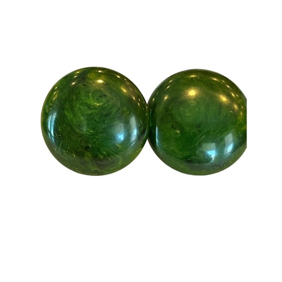 Bakelite vintage Green Yellow Marble Swirl Bakelite screw back Earrings TEST… - Picture 4 of 5